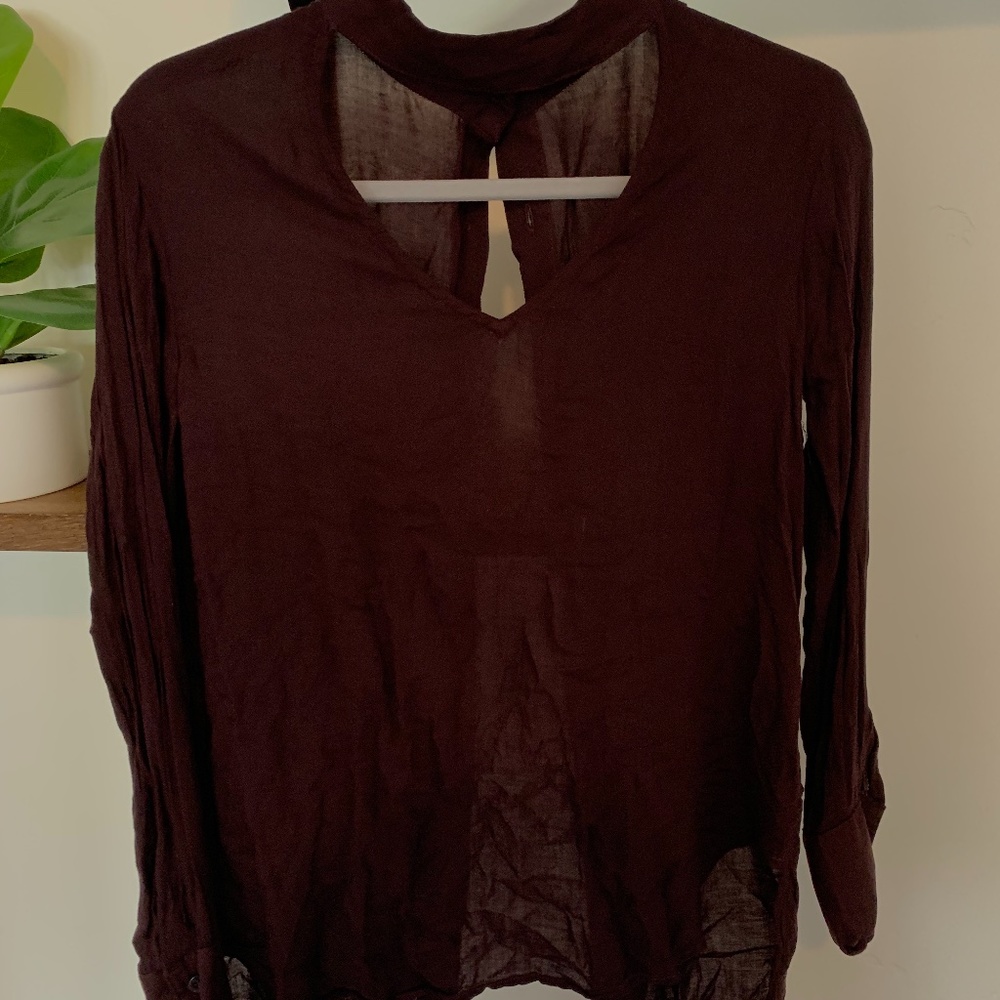 Maroon Button-Down Back Blouse